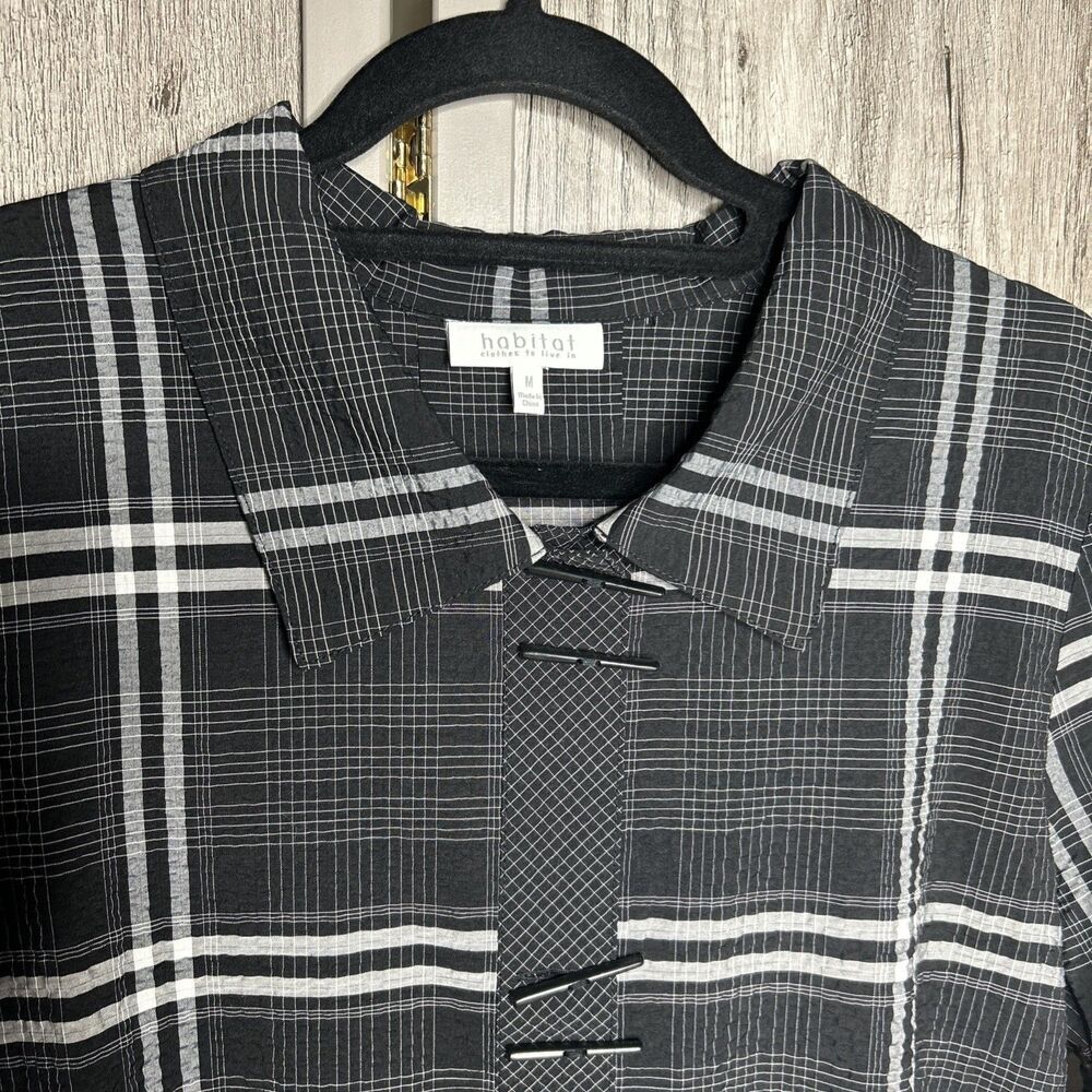 NWT Habitat Top Chopstick Button Shirt Black White Size M - Picture 8 of 10